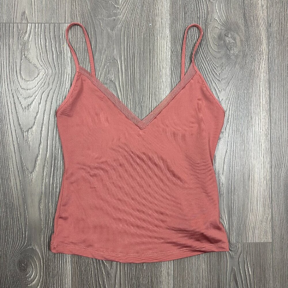 Zara‎ Dusty Pink V-Neck Cami Top with Mesh Detail Size S